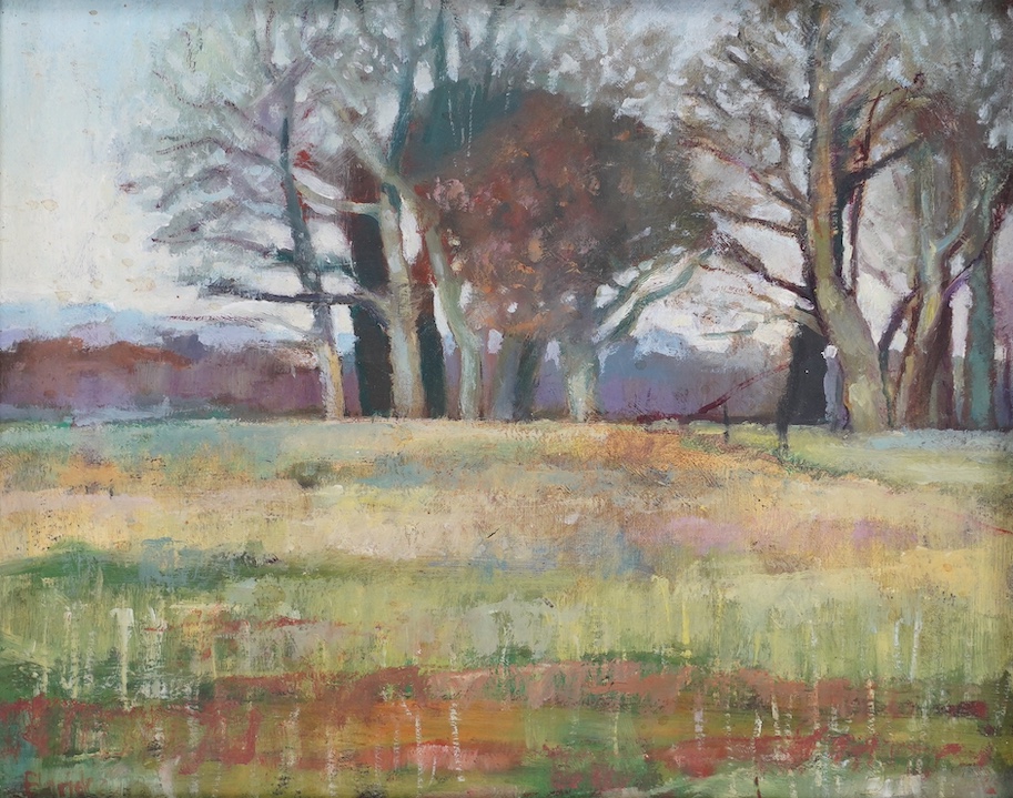 From the Studio of Fred Cuming. Eldrick, impressionist oil on board, Woodland landscape, signed, 19 x 24cm. Condition - good